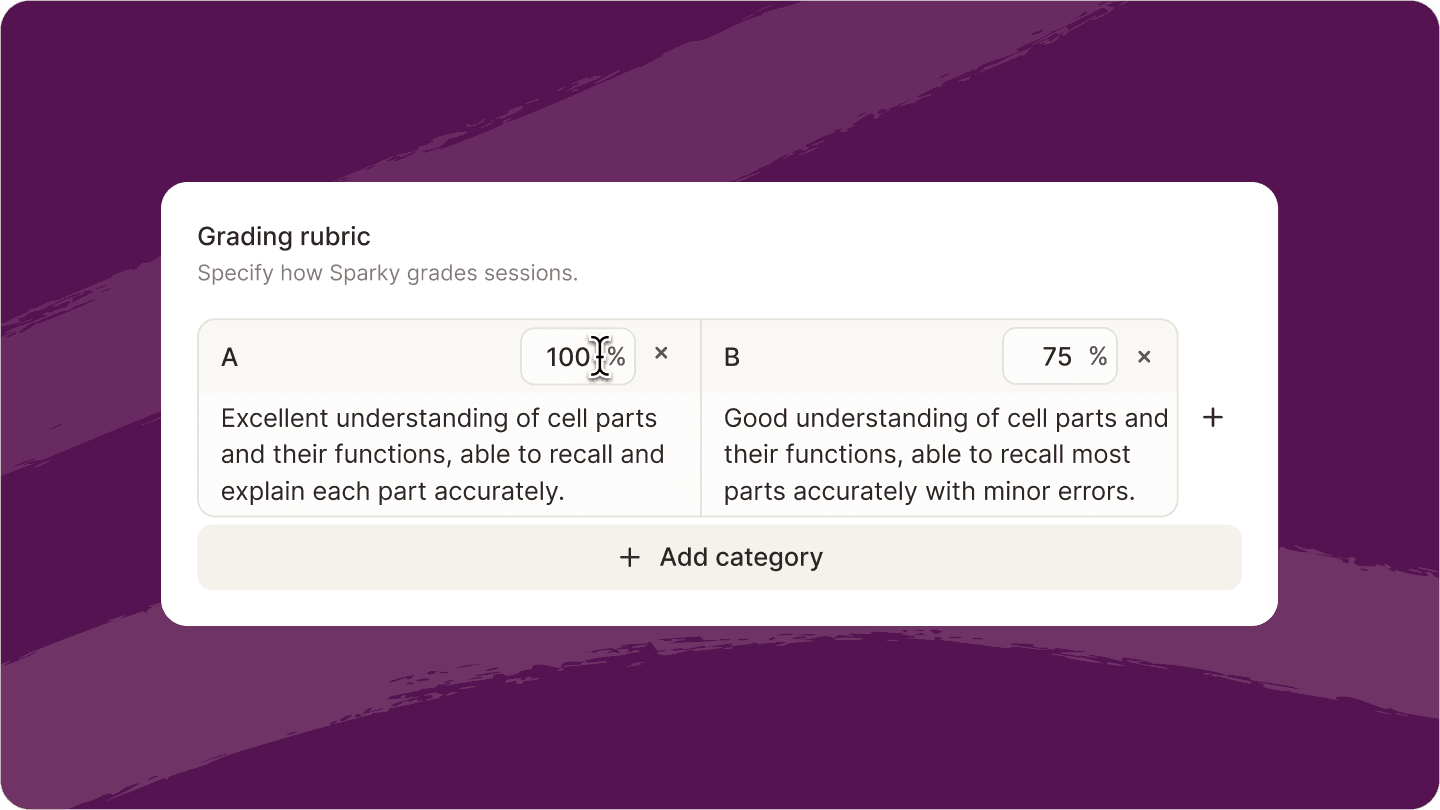 Image of adding percentages to rubrics