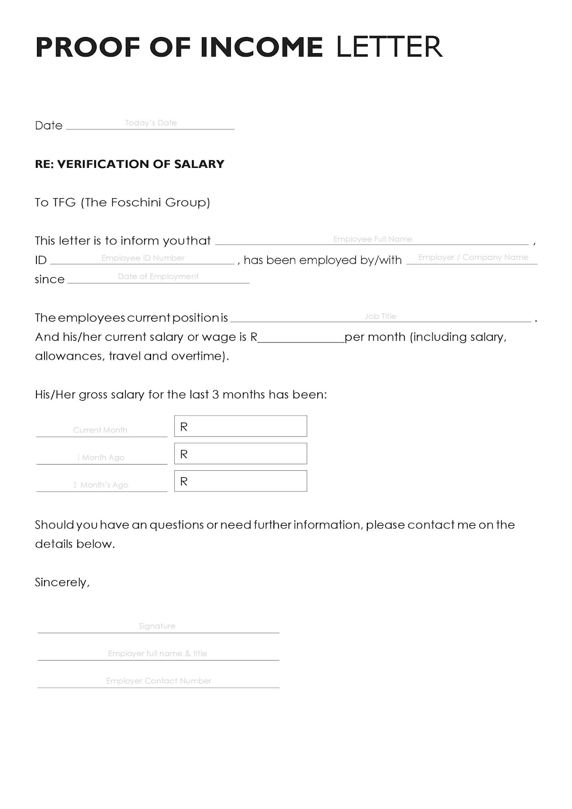 The Proof of Income Letter