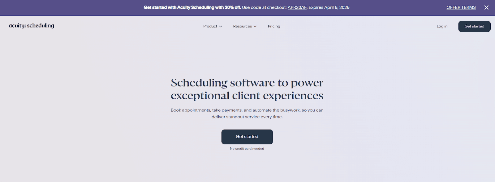 Acuity Scheduling Homepage