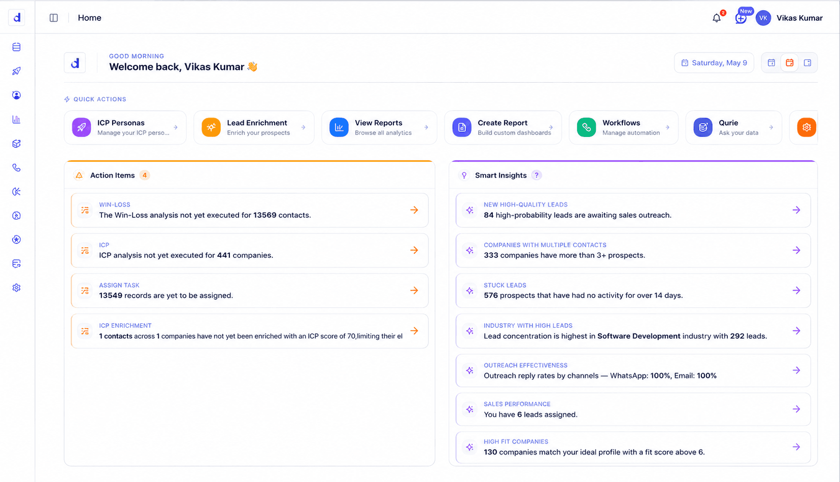 Your GTM OS wakes up before you do. A Revenue Brain that works 24x7. | Datavicloud Dashboard
