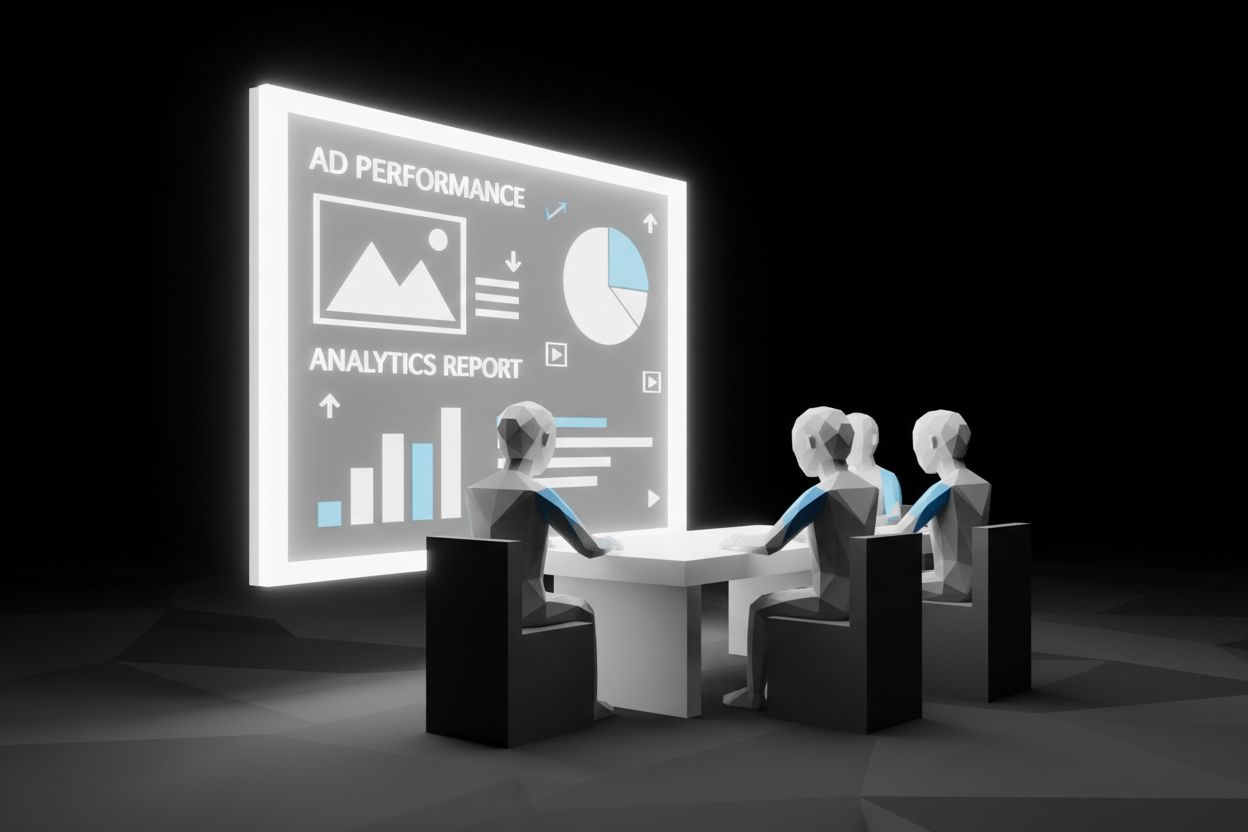 Marketers reviewing social and paid ad performance
