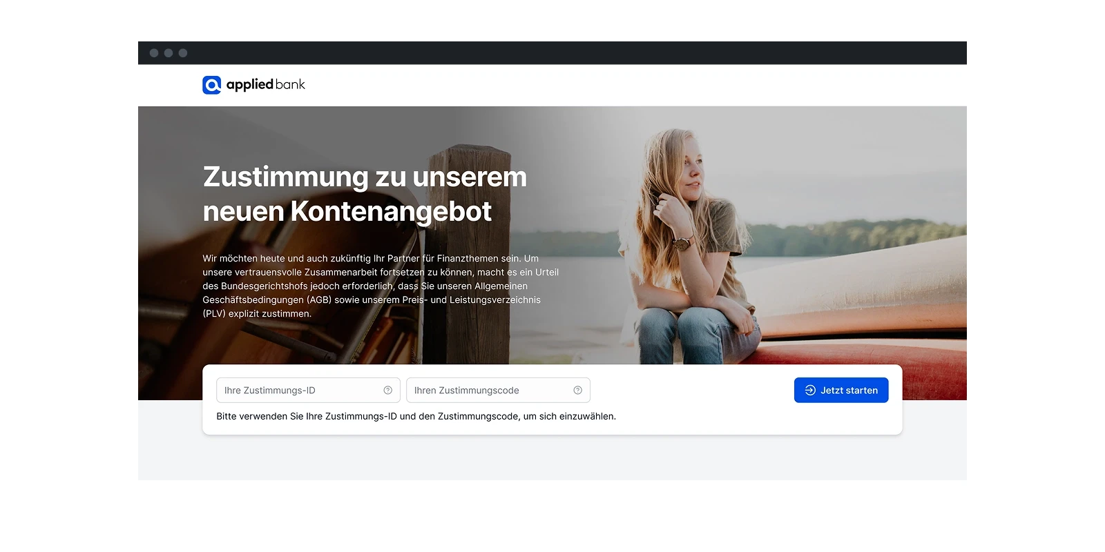 User Interface Zustimmungslösung Web