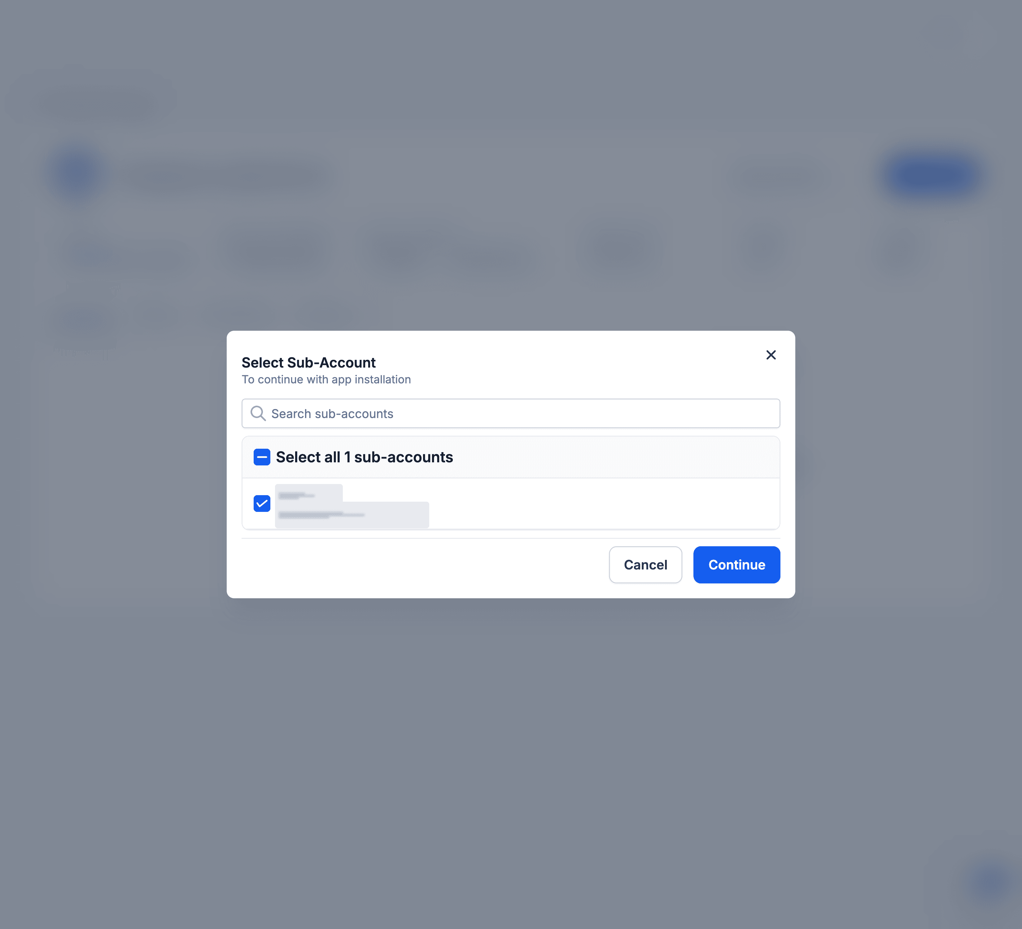 Selected sub-account