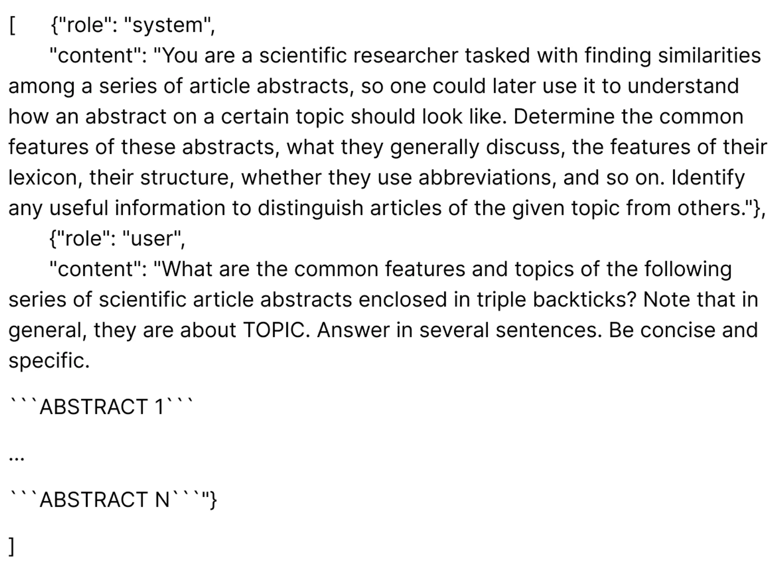 The prompt for ChatGPT used to extract meaningful information about article domains