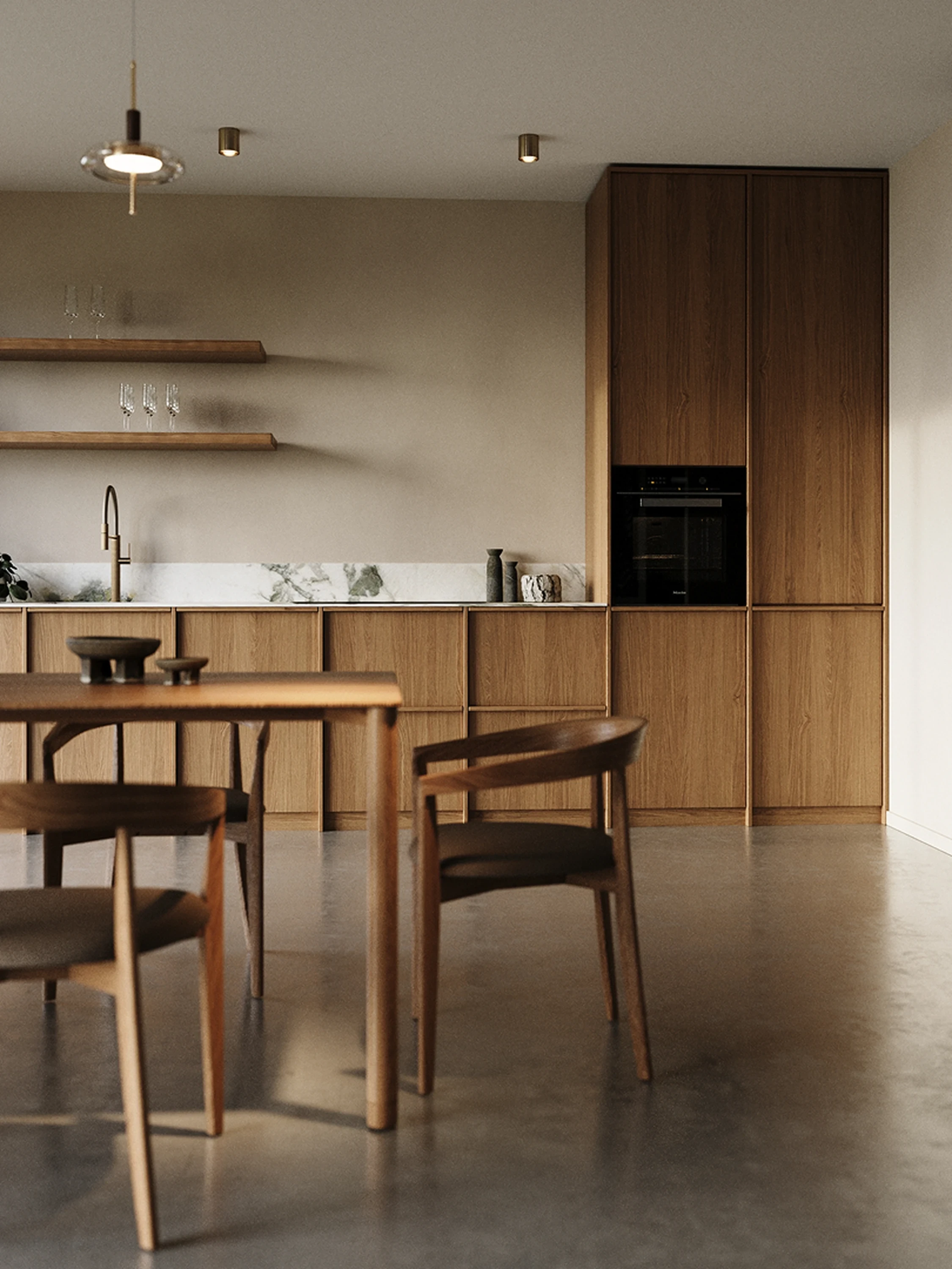 Détail — prise intégrée et goulotte dissimulée.