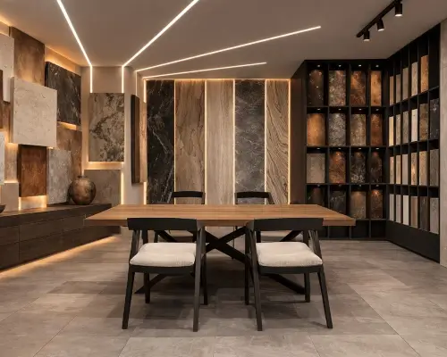 Showroom με υλικά ανακαίνισης της Design Chama στα Μεσόγεια