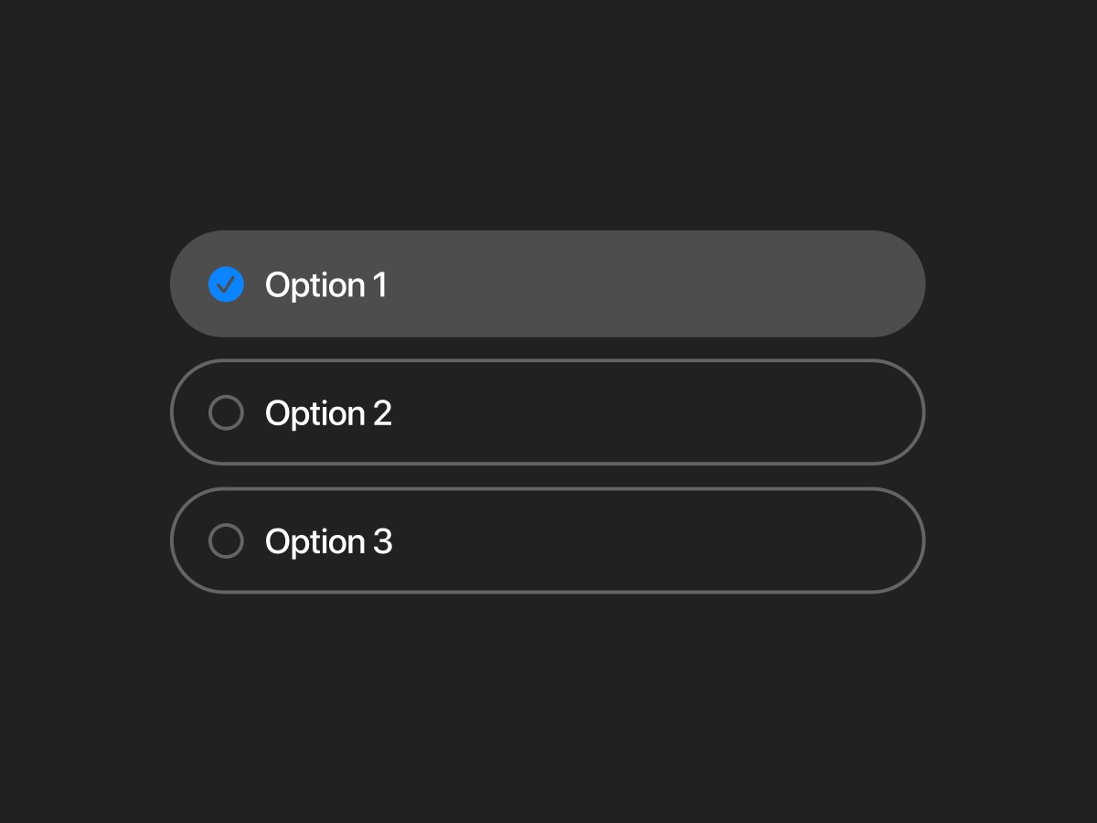 three radio buttons are in a list with one's state set to selected