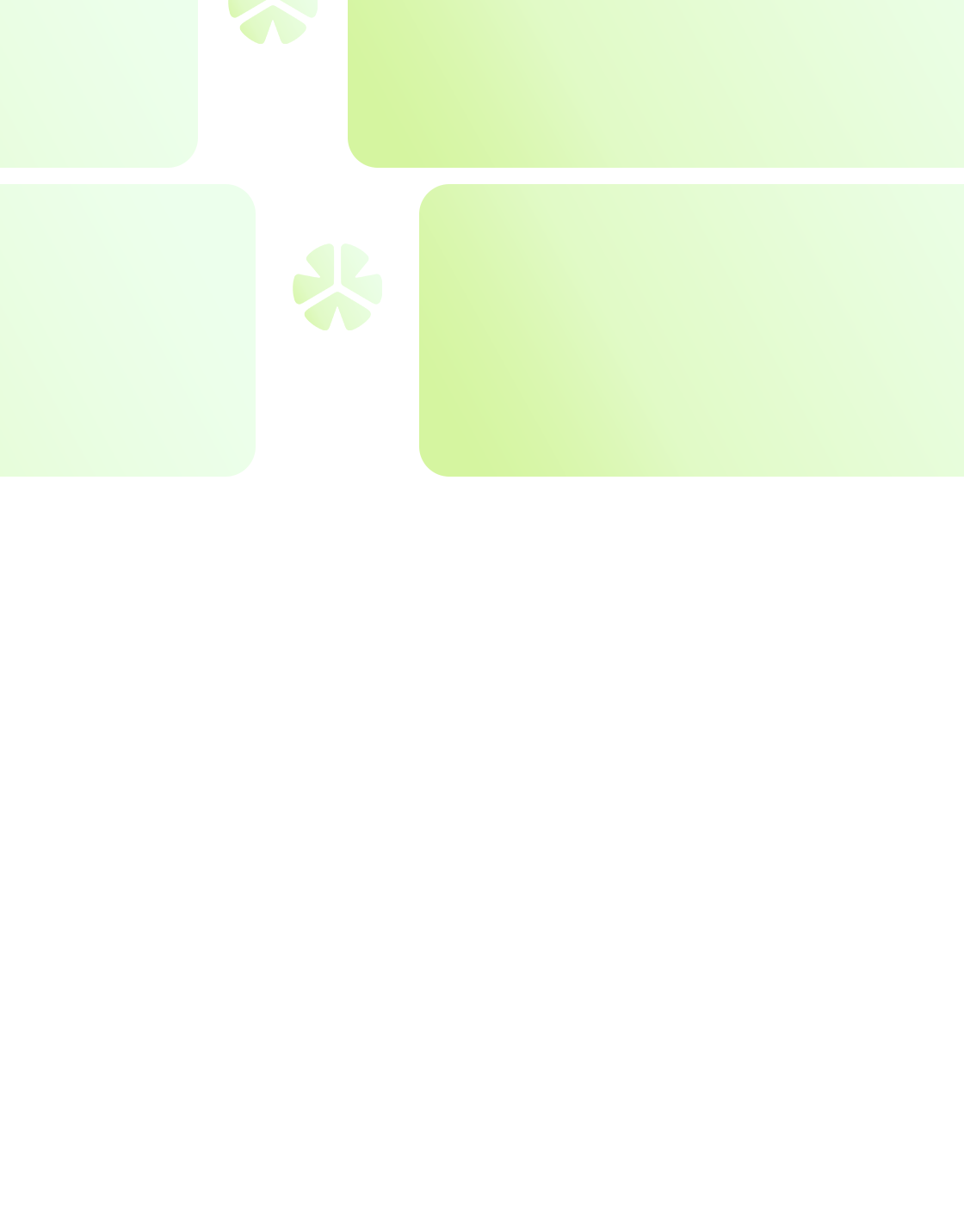 Abstract design with flowing brushstrokes in green, white, and hints of blue, concentrated at the top of the image