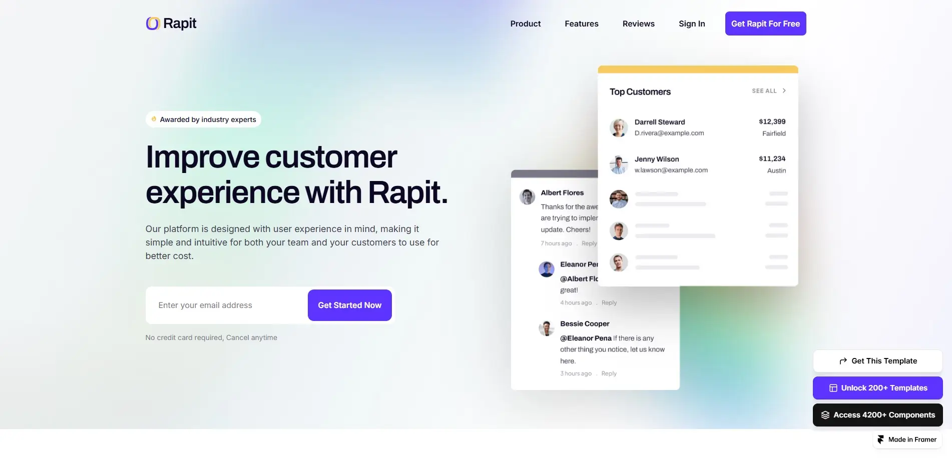 Rapit saaS product landing template