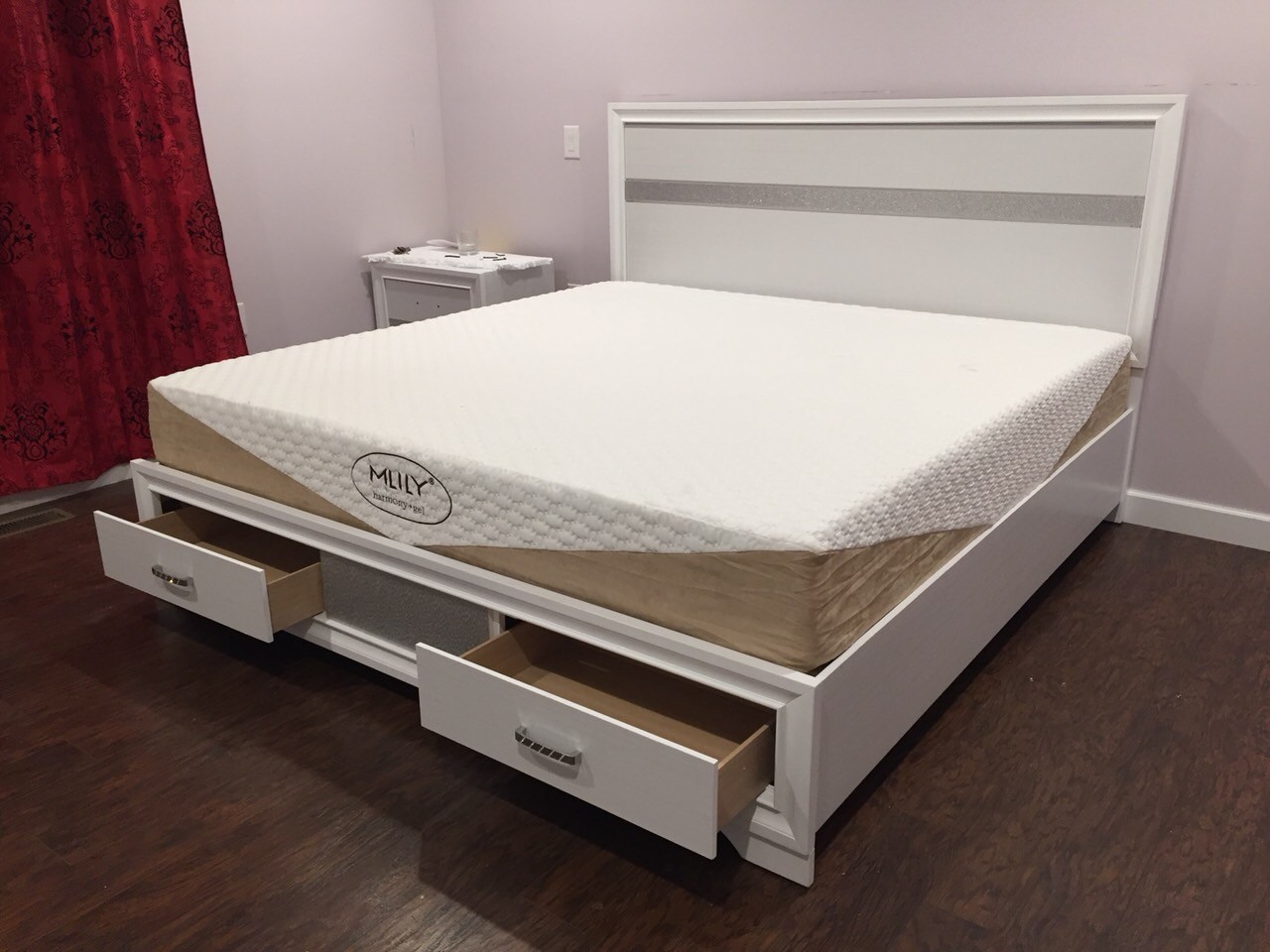 Milly mattress on a white storage bed