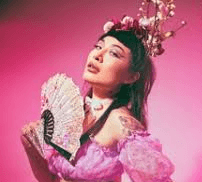 a woman with flowers