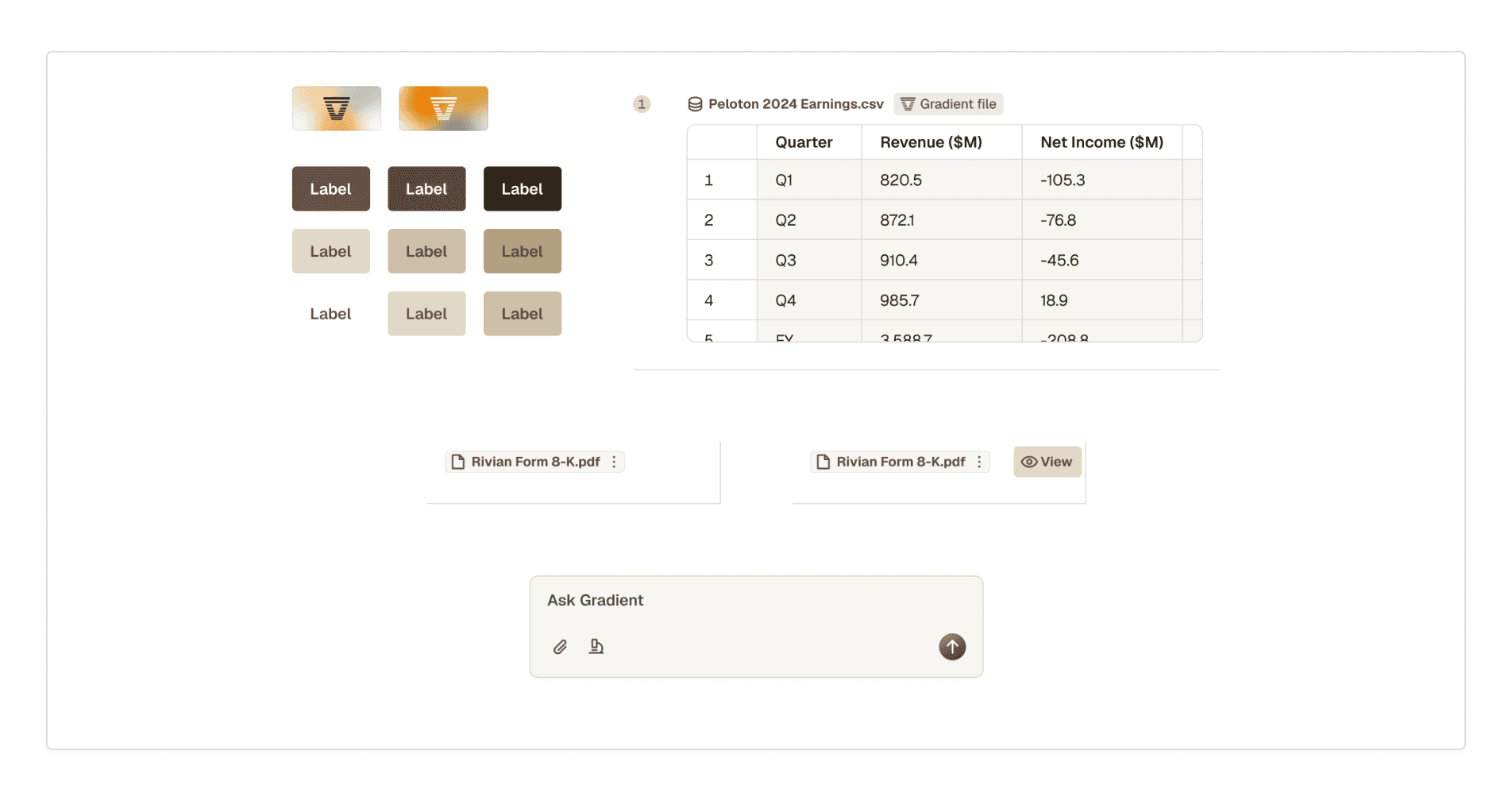 Guides displaying color palette and shadow styles