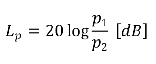 Lp​=20log10​(p2​p1​​)[dB]