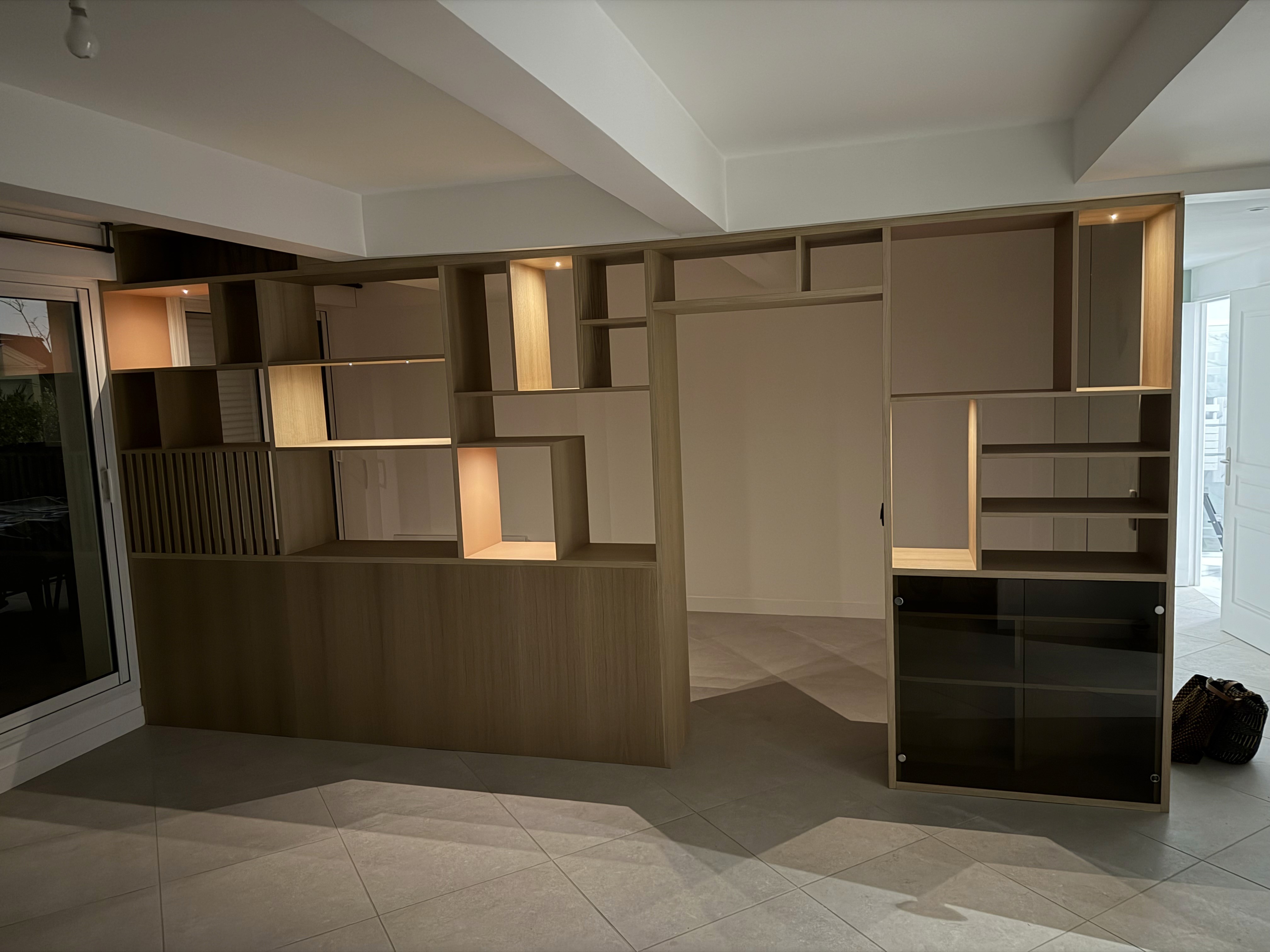 Bedroom with beautiful view from window light interior