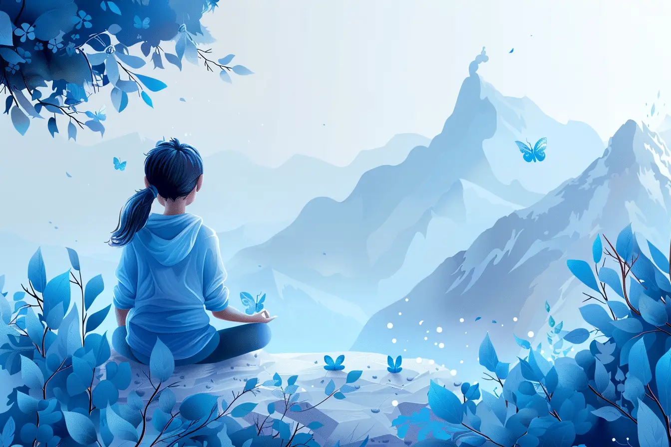 Blue Illustration Mindfulness