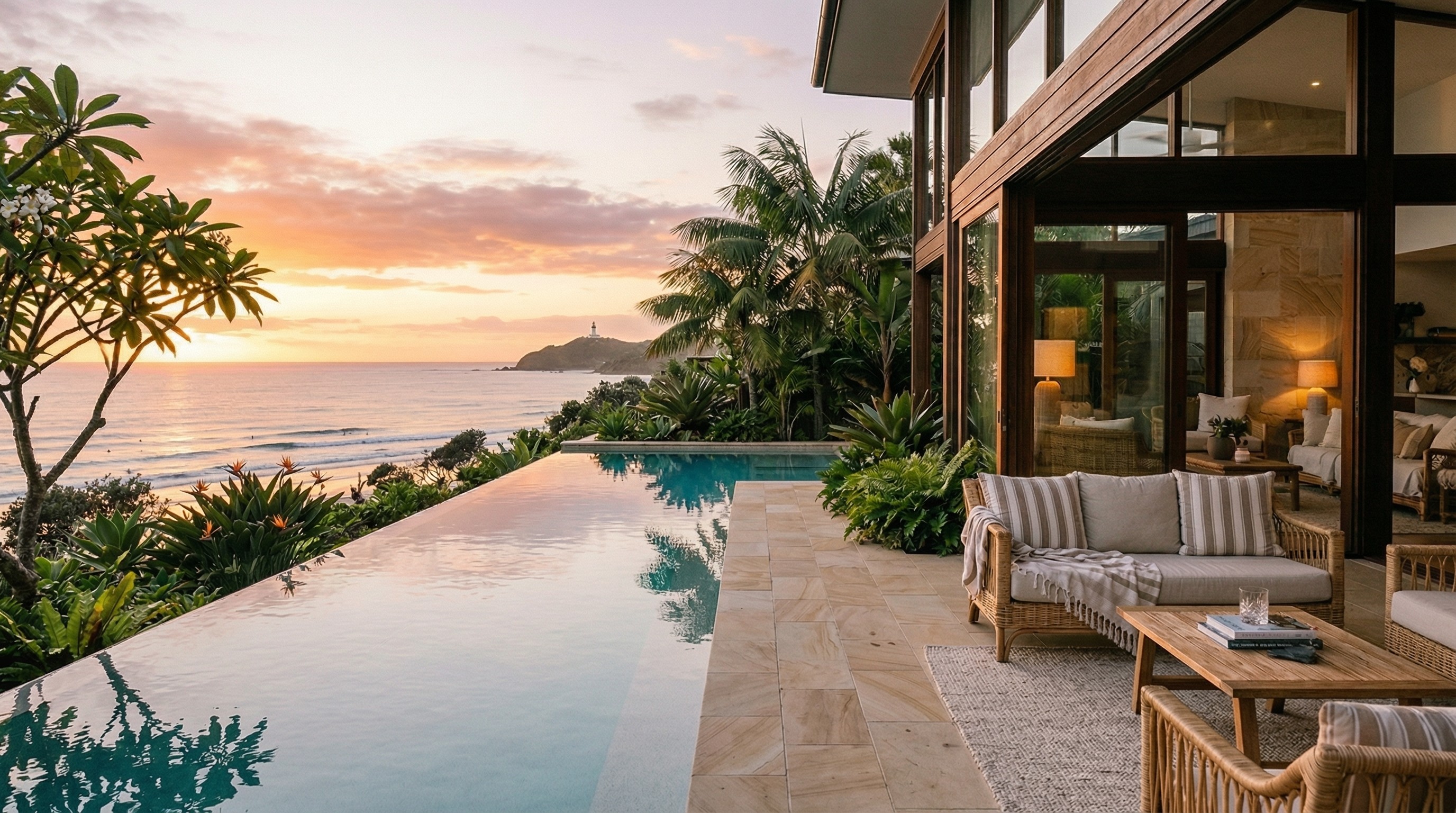 a modern house with a large front yard