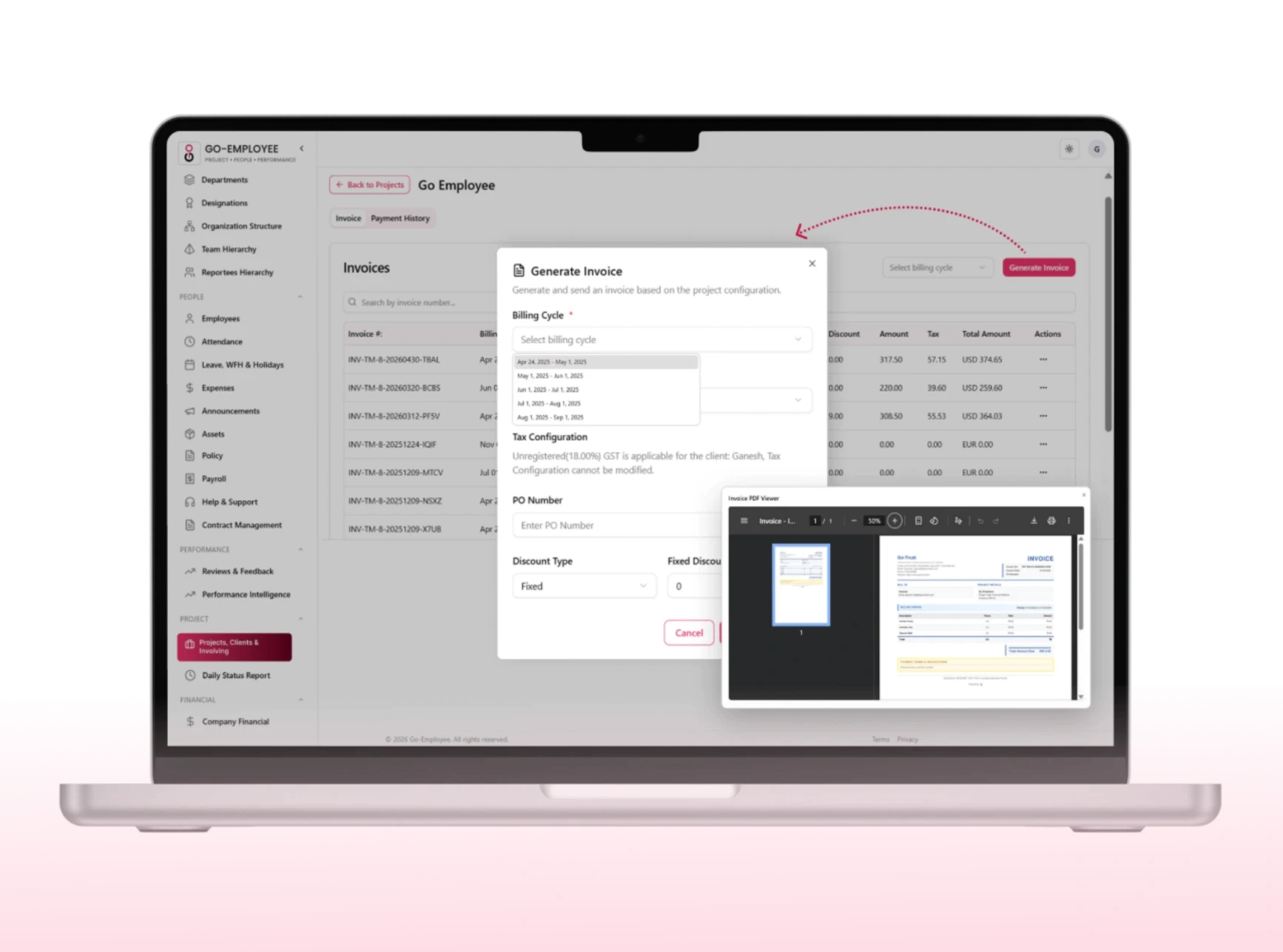 Go Employee Invoices
