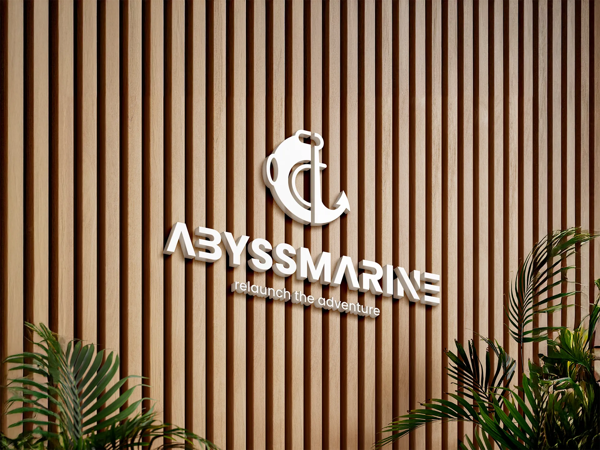 AbyssMarine Logo auf Holzwand