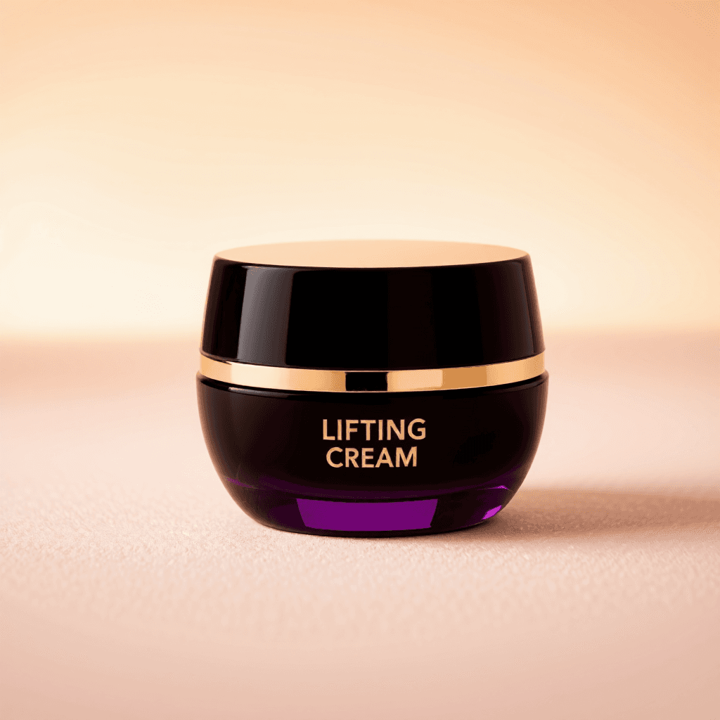 product photography of a jar of lifting cream for skincare