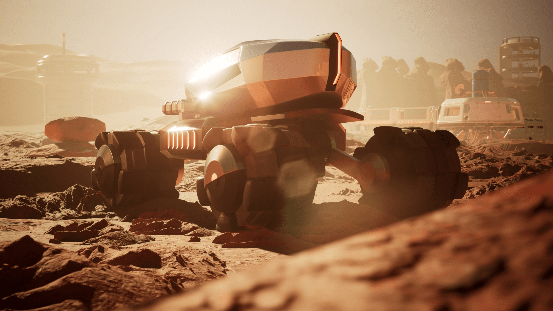 Rear view of a Mars water search rover concept design designed by theCraftiqs | A Design Studio