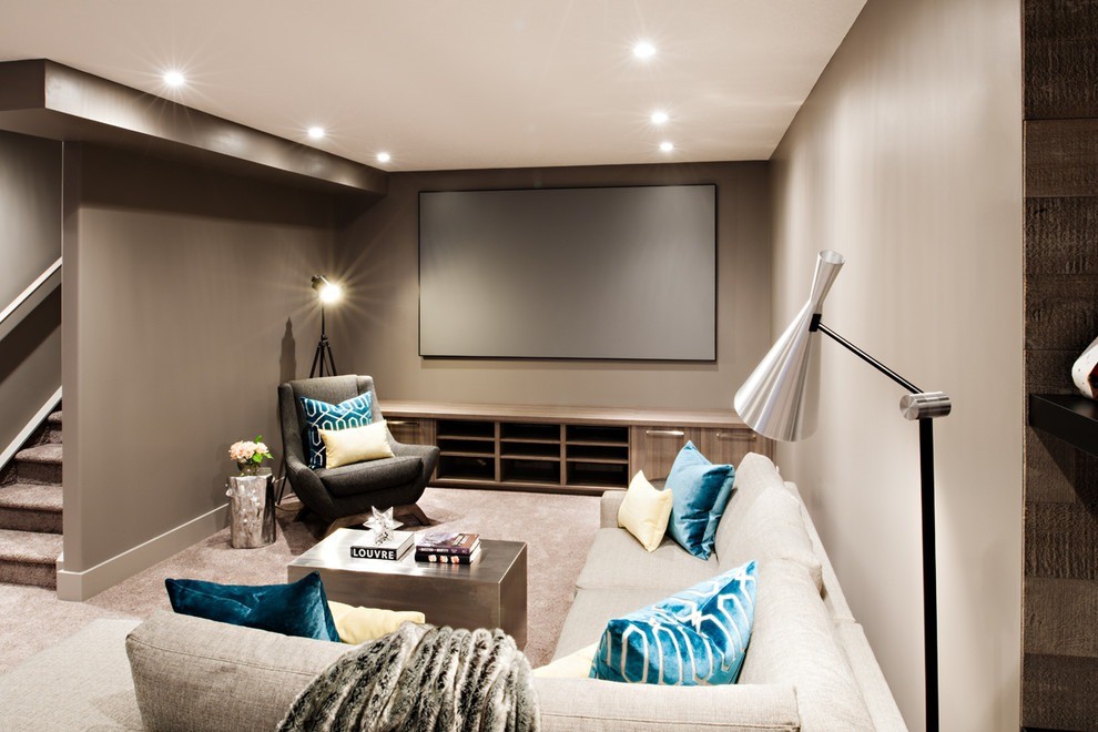 Image of KHD Homes designed home theater with modern furniture, layout design, and interior design elements.