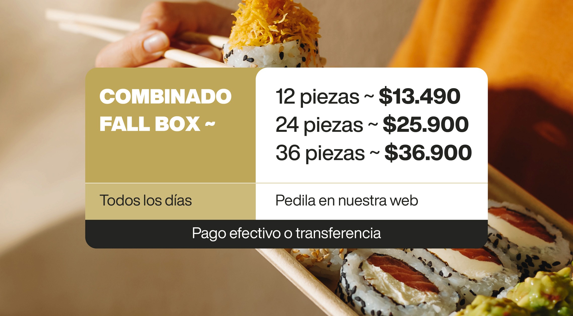 Promoción Combinado Fall Box, 12 piezas $13490, 24 piezas 25900, 36 piezas 36900, efectivo o transferencia