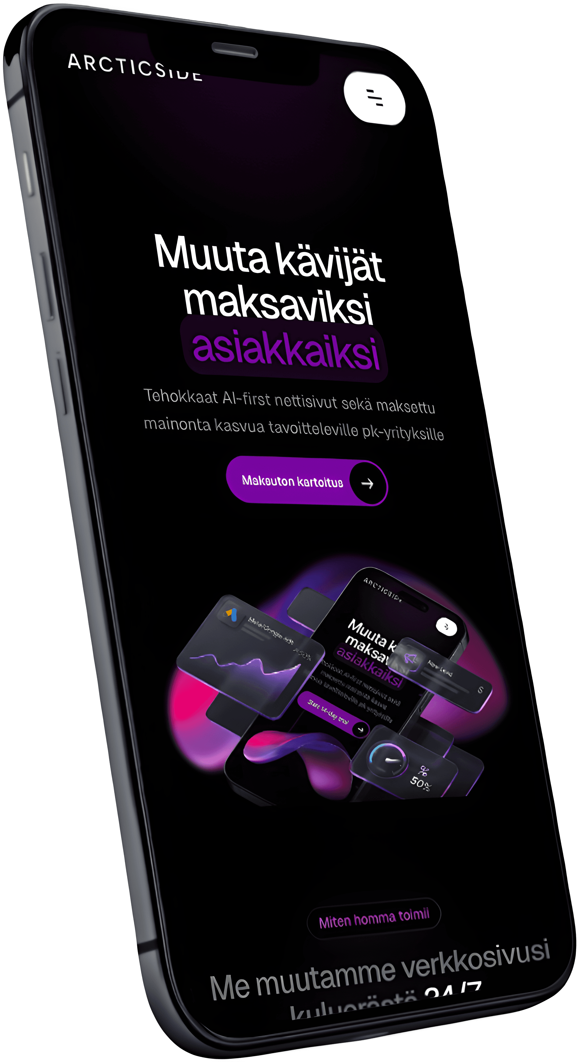 Kuva nettisivuista puhelimen näytöllä