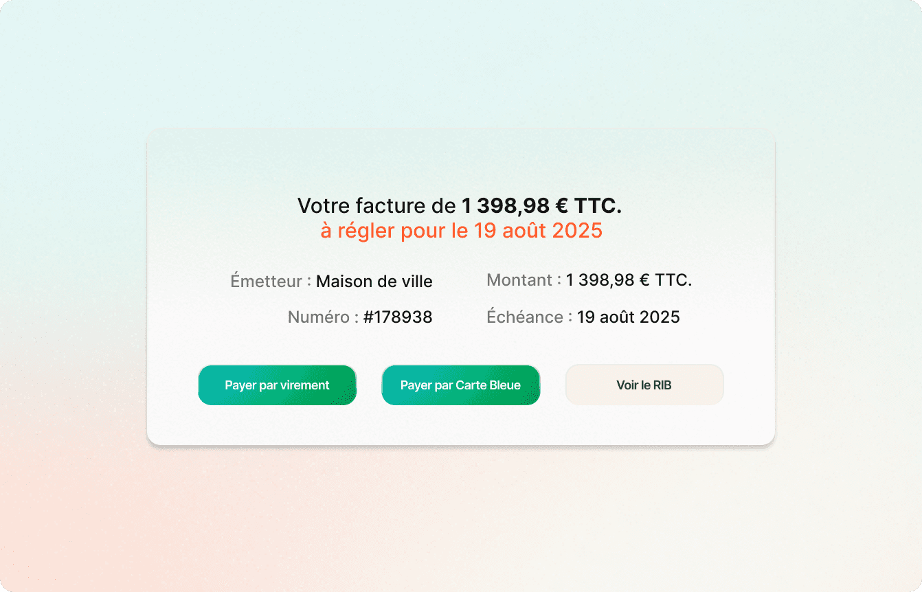 Tableau de bord Libeo avec facture à régler