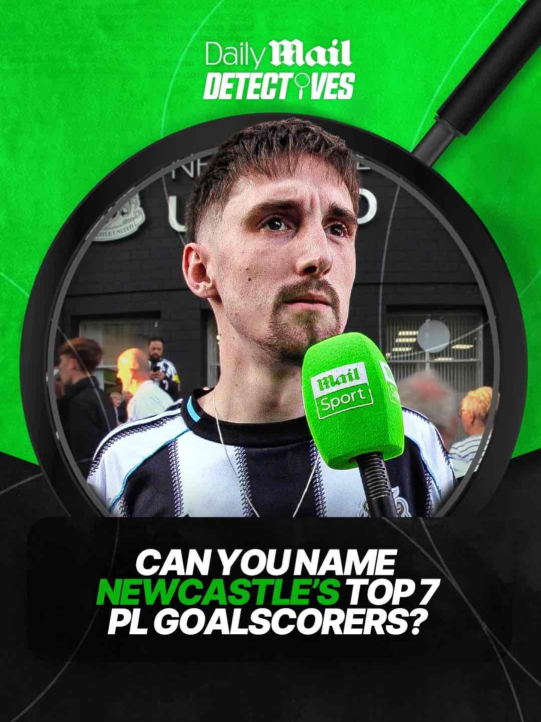 Daily Mail Detectives street interview asking football fans to name Newcastle United’s top Premier League goalscorers