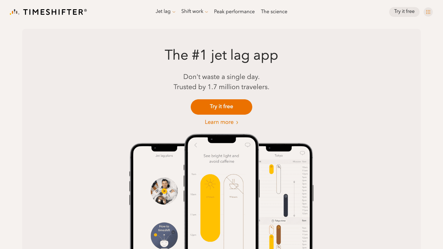 Timeshifter jet lag app