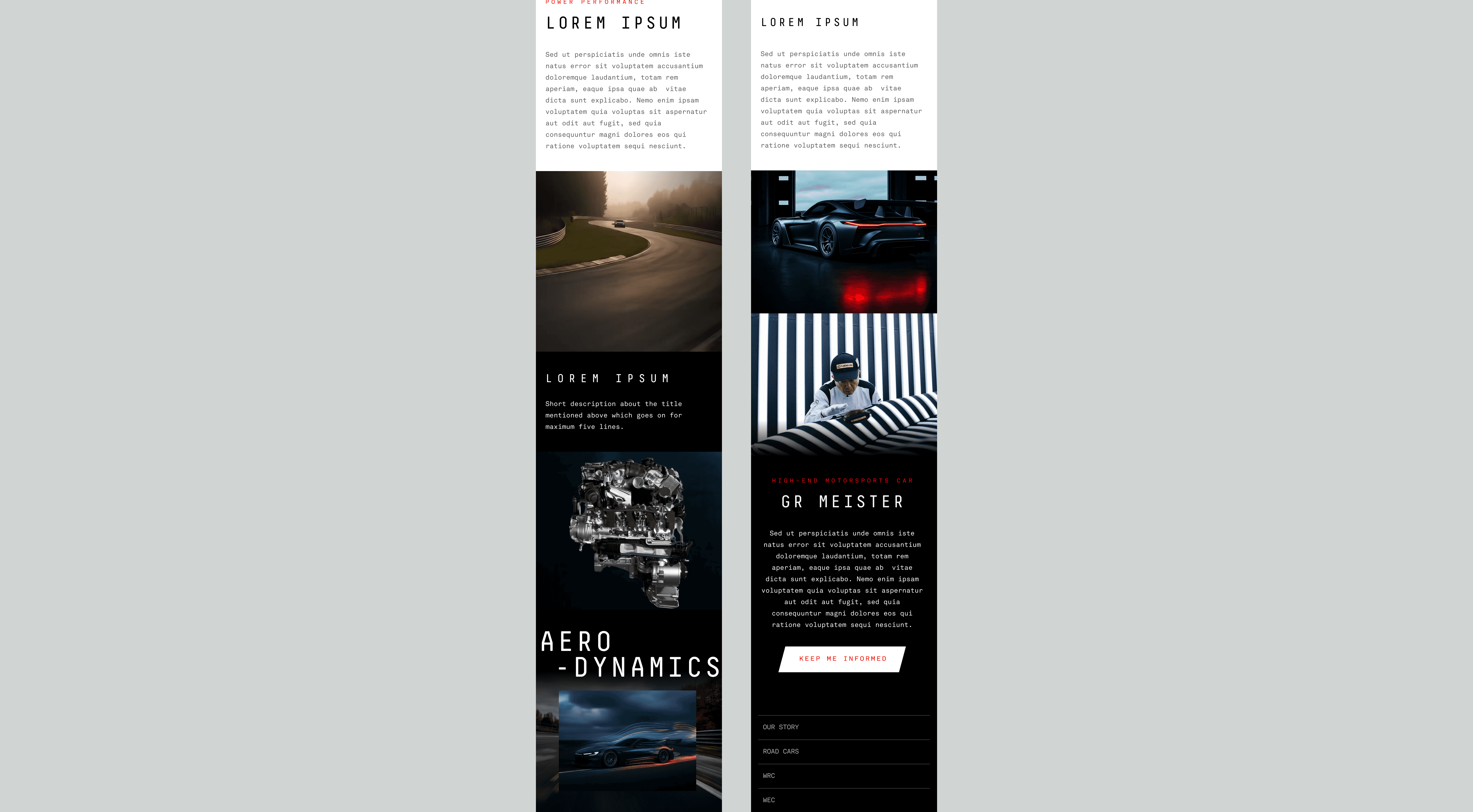 Mobile screens of the new toyota GR Supra Sport webpage