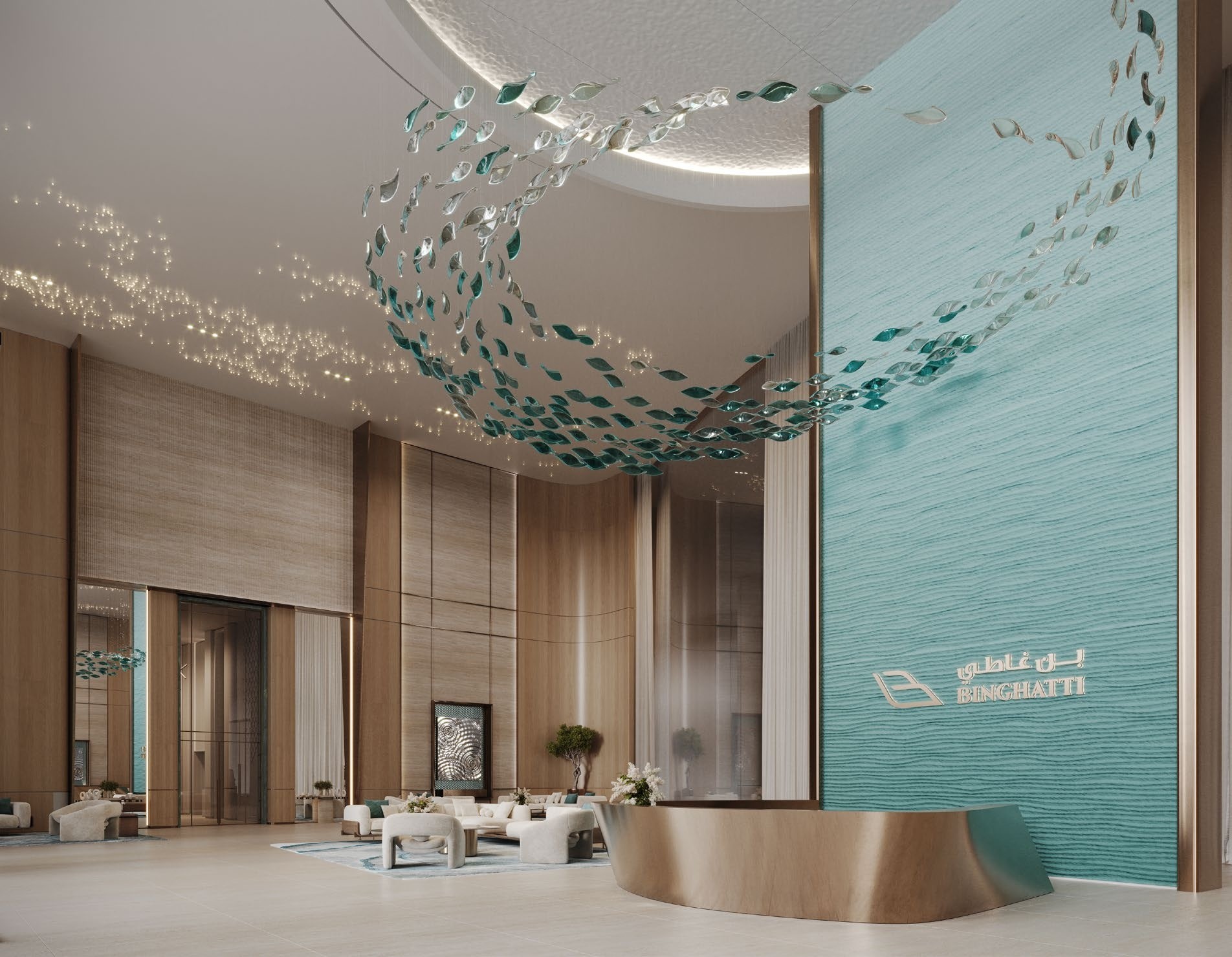 Gym and wellness center at Binghatti Aquarise — world-class amenities in Dubai real estate. Buy and invest using crypto via Tylt.