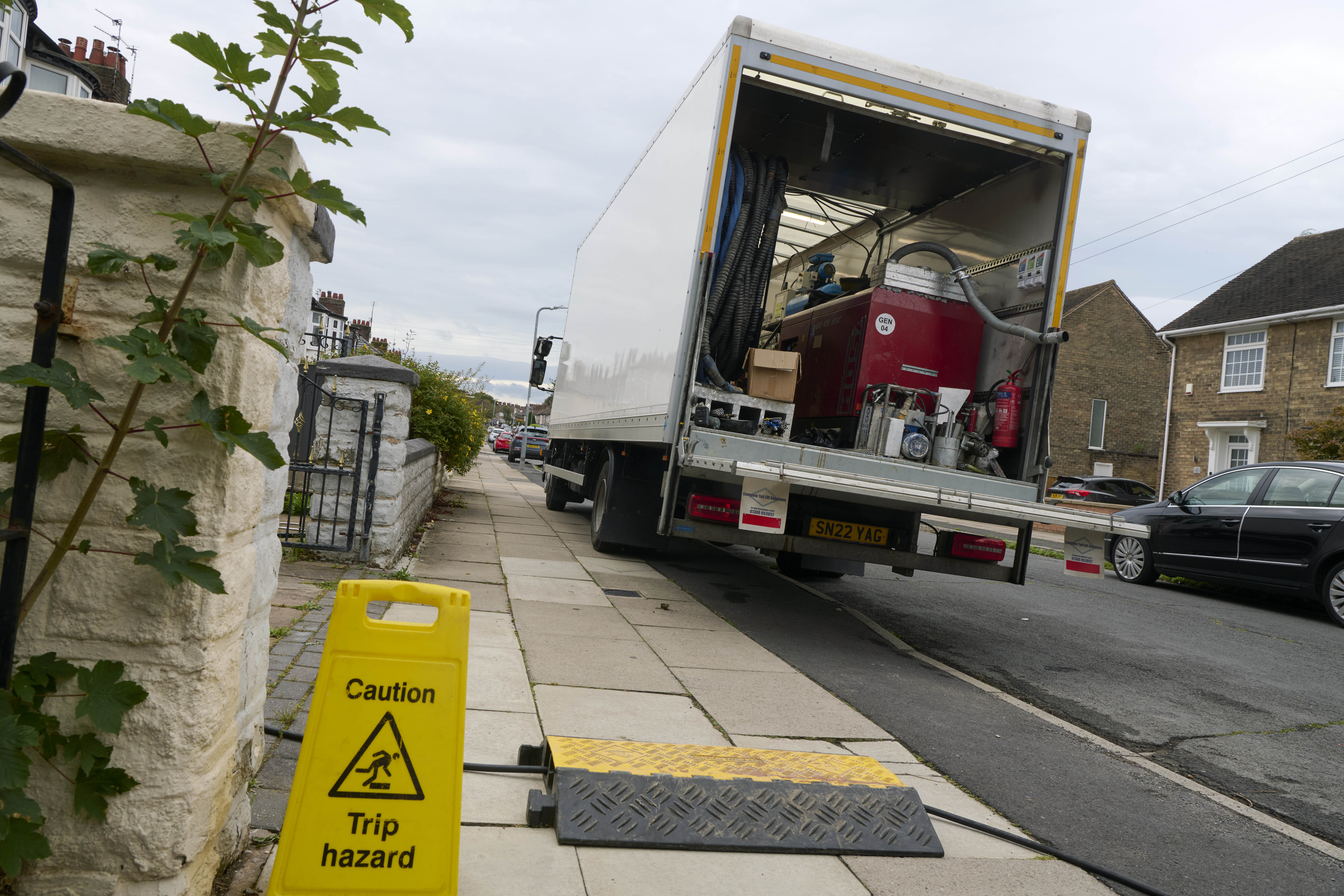 Mainmark working on re-levelling a driveway affected by subsidence