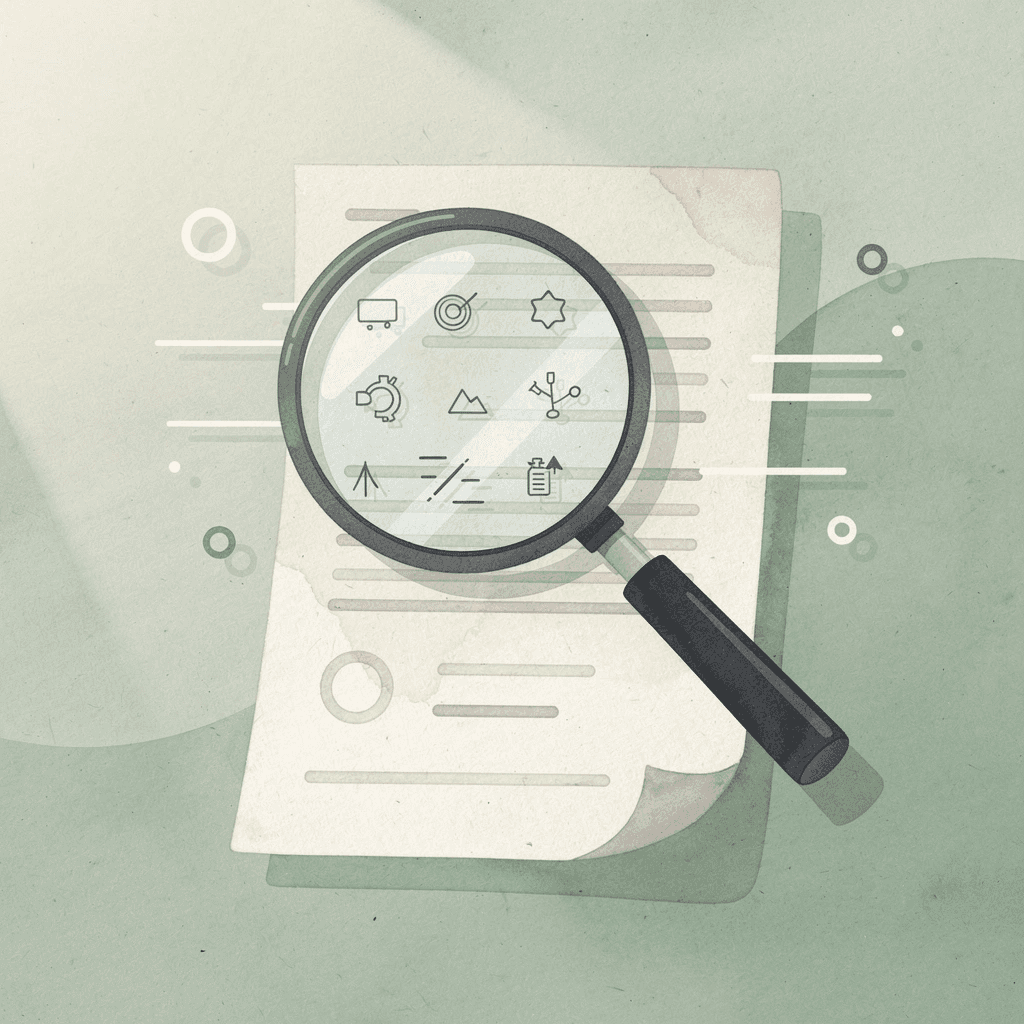 Magnifying glass examining a spreadsheet to reveal hidden errors