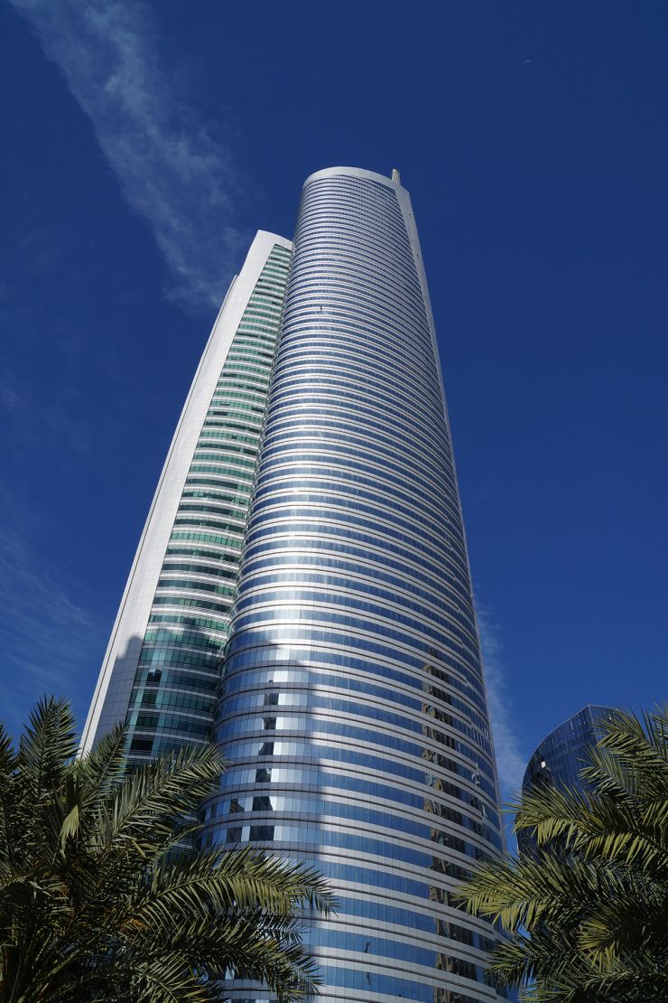 Stunning architectural view of Almas Towers, offering premium commercial property in Dubai.