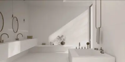 Porcelanato Metropolis Off White 60×60 colocado en un baño