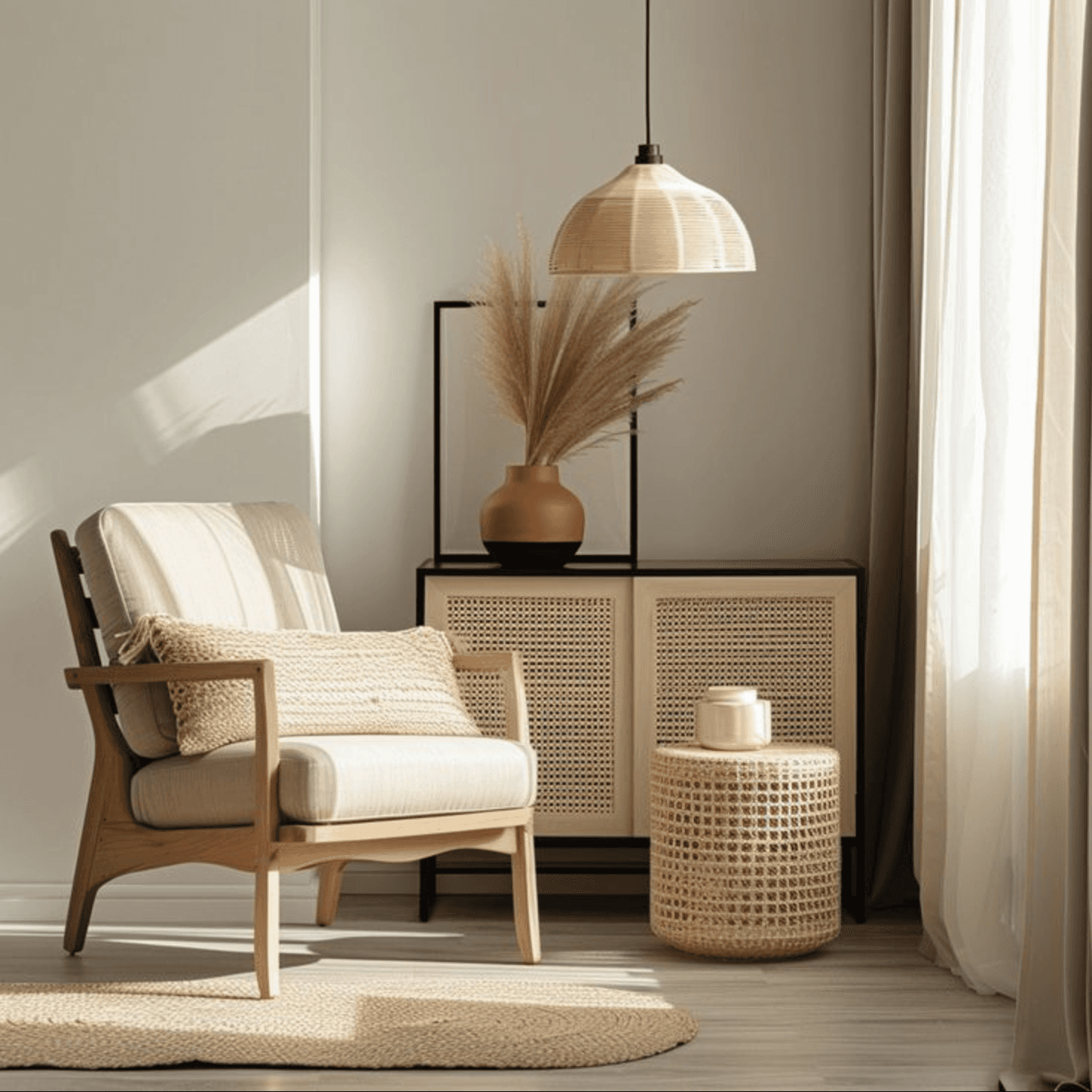 Outdoor lounge chair from rattan