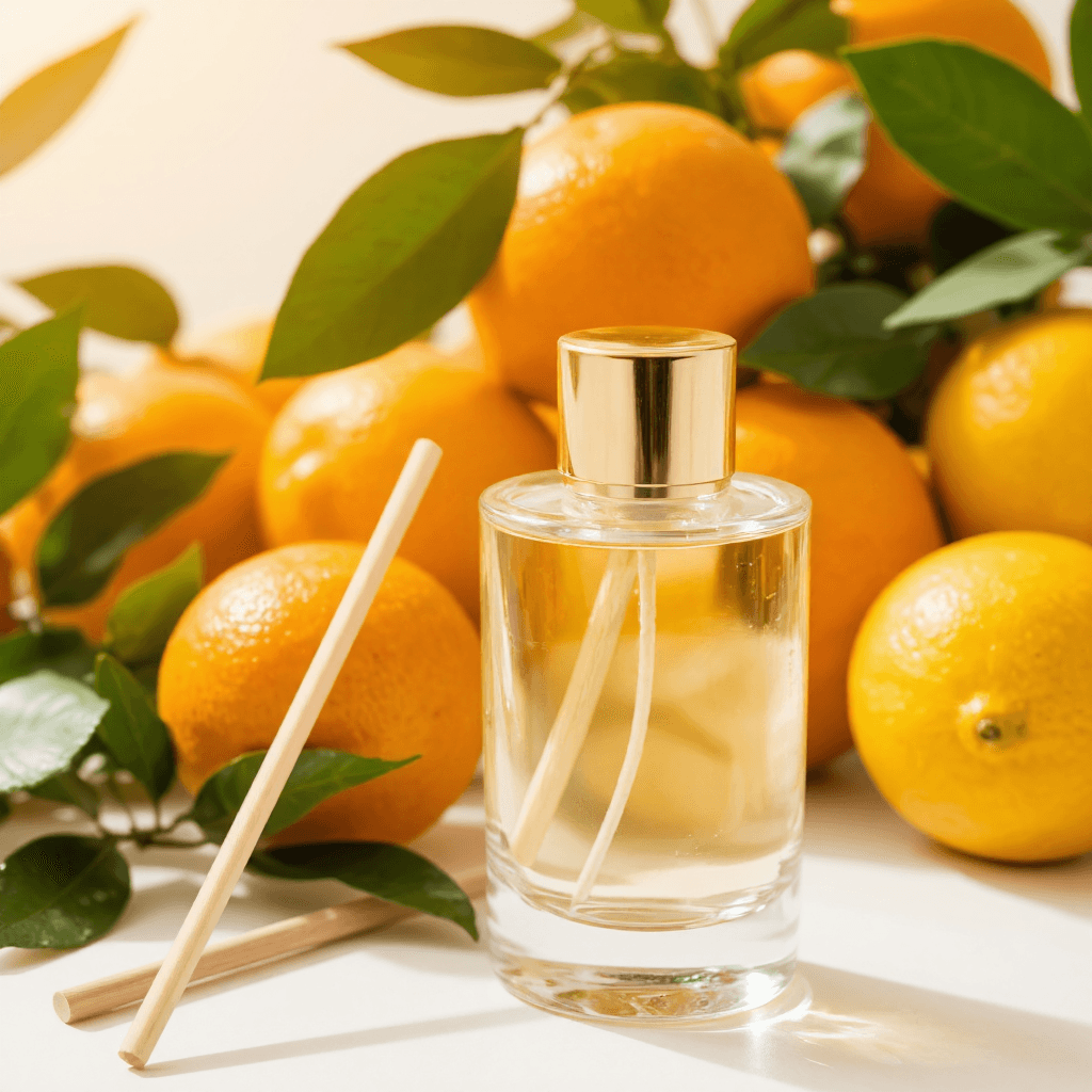 product photography of a bottle of fragrance diffuser