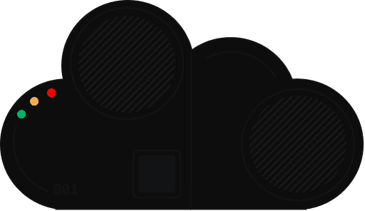 A Black cloud featuring a microphone and speaker, symbolizing audio communication or broadcasting.