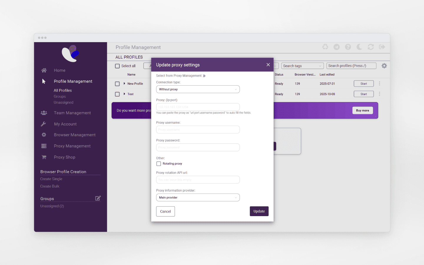 Connecting a proxy in Incogniton