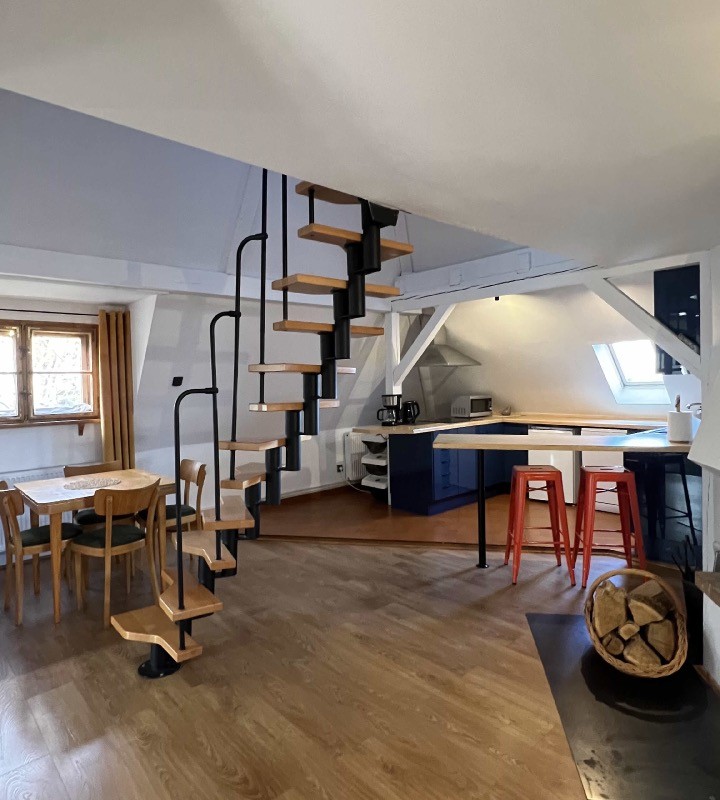 Przestronny apartament z antresolą w Villa Stara Apteka w Srebrnej Górze w okolicach Wrocławia