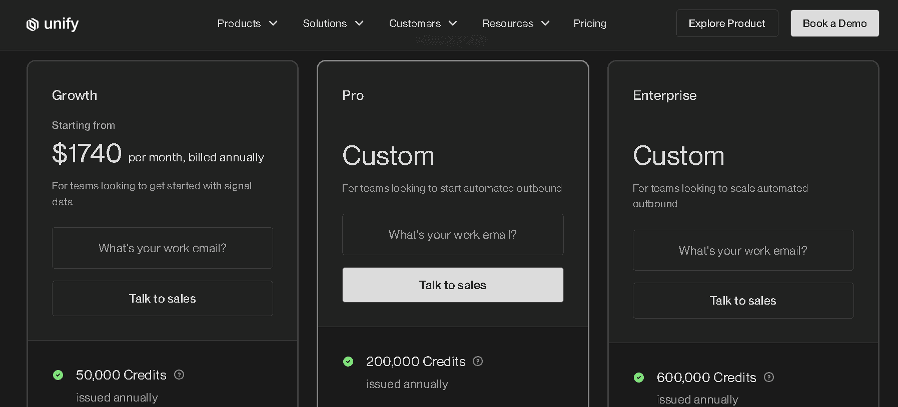 Unify pricing