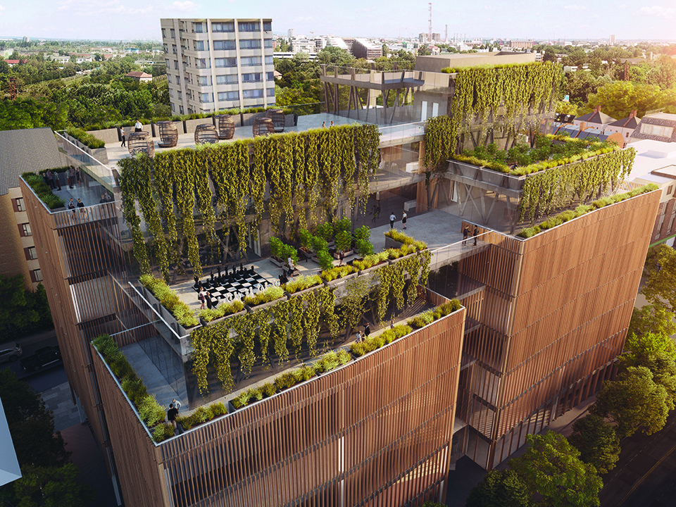 London Architectural design of a large mixed-use building