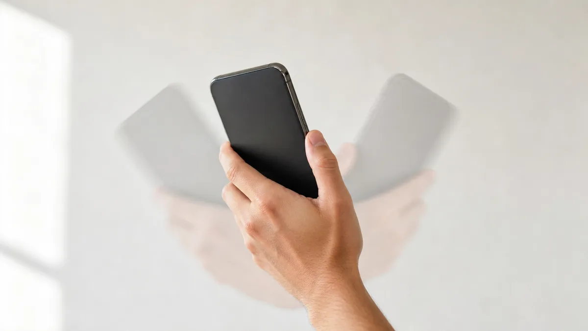 Hand moving a phone face away from camera for figure-eight magnetometer calibration
