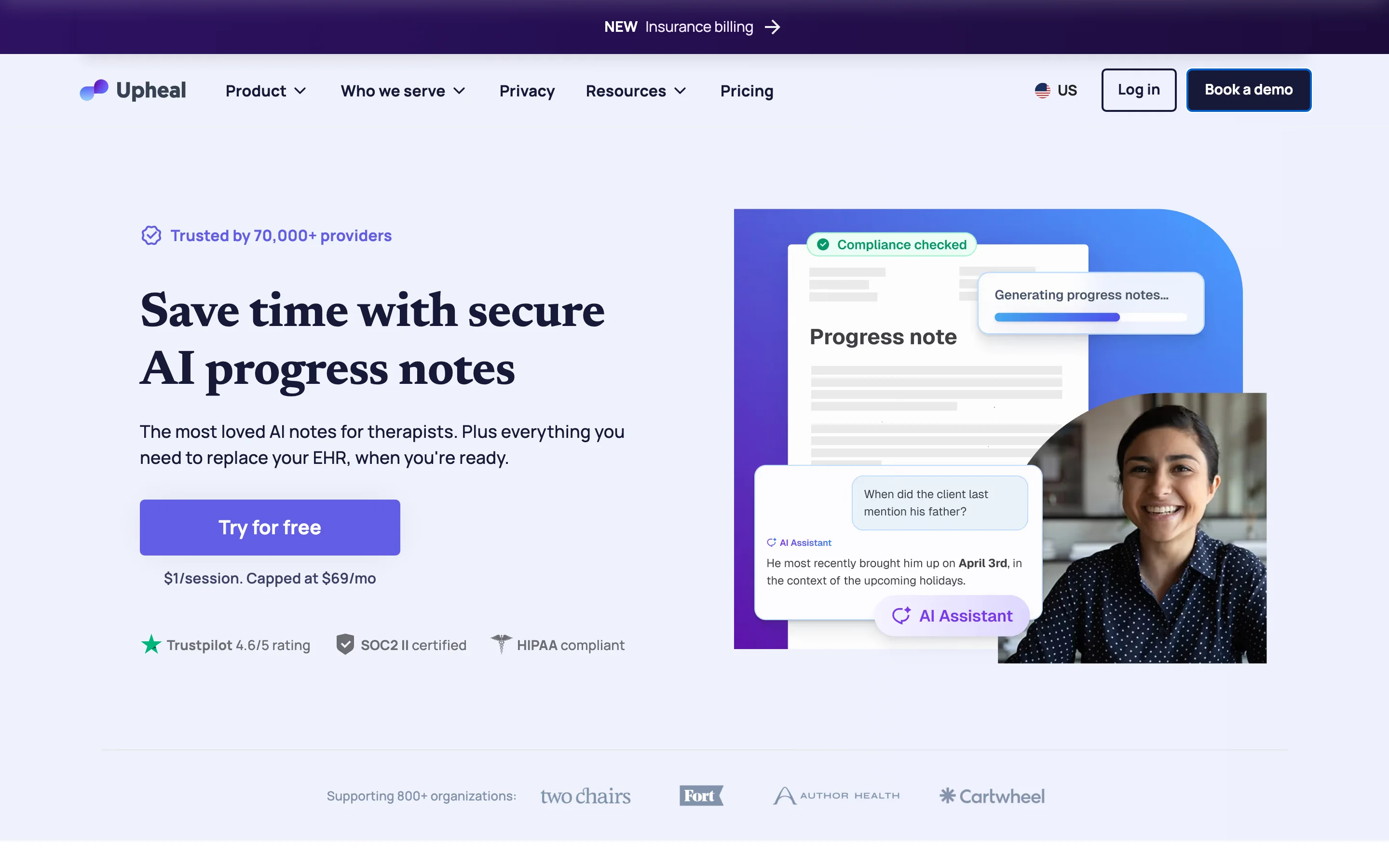 Ai Note Taker For Therapists with Upheal