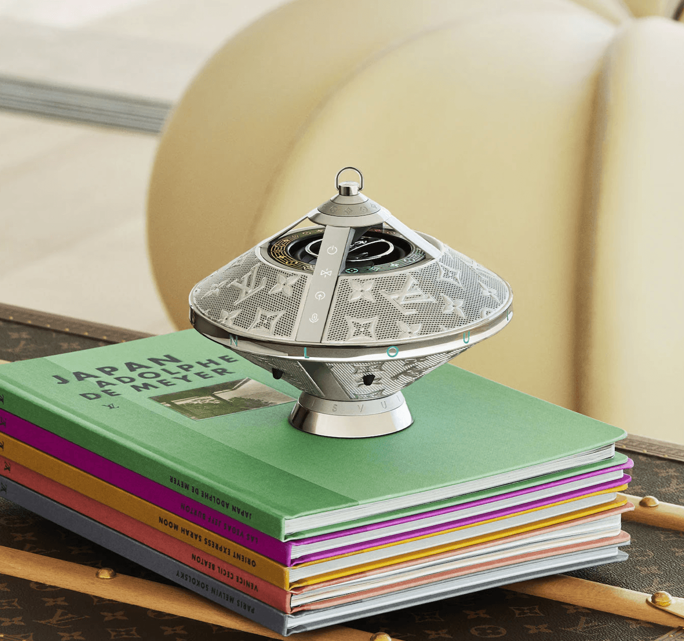 Black wireless earbuds floating as they exit the charging case.