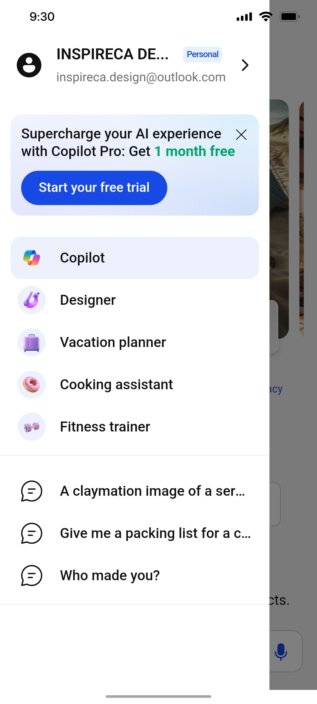 Microsoft Copilot - Balanced screen
