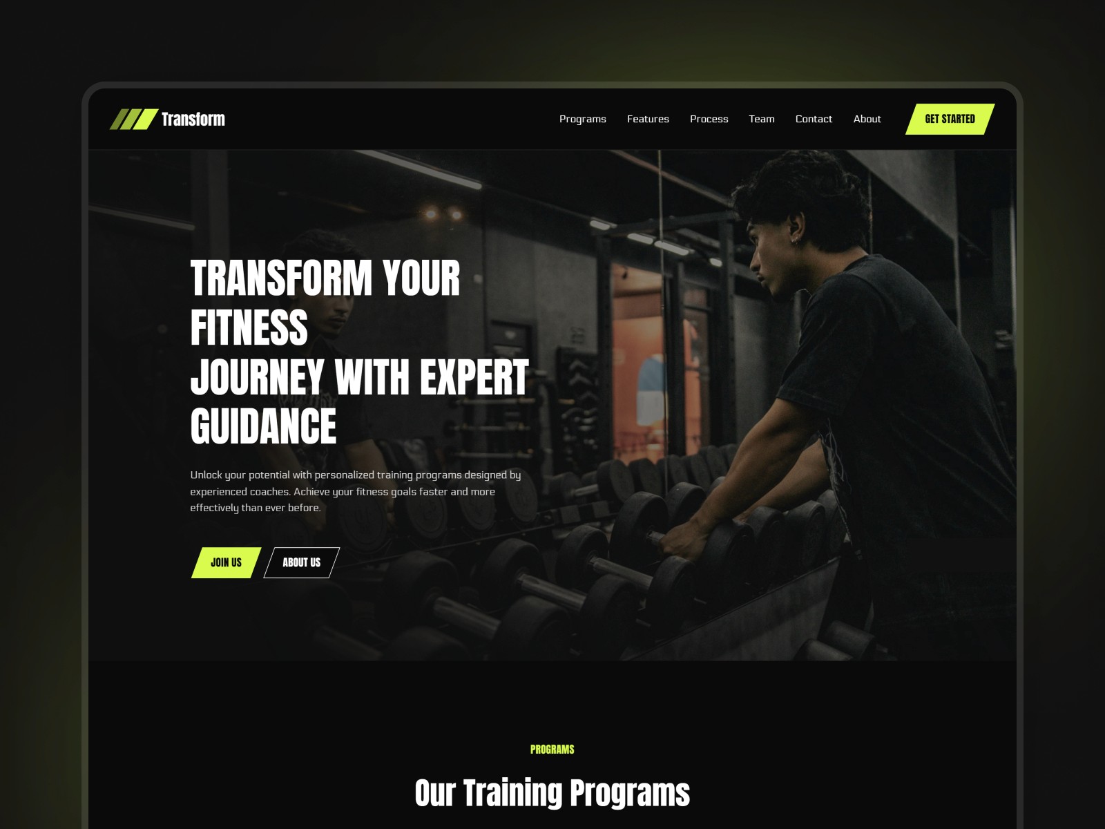 Transform — 高级暗黑黑白极简医疗健康网站设计灵感