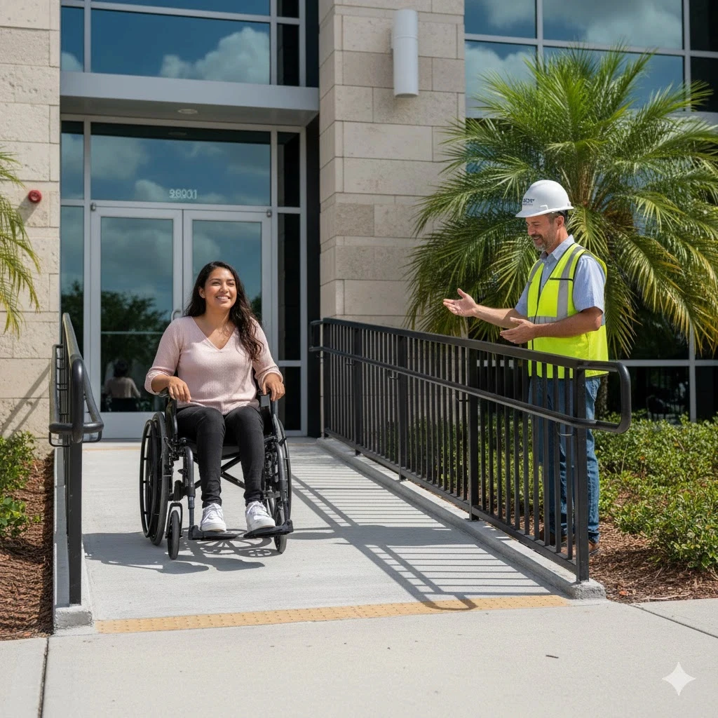 ADA compliant ramp installation for wheelchair accessibility