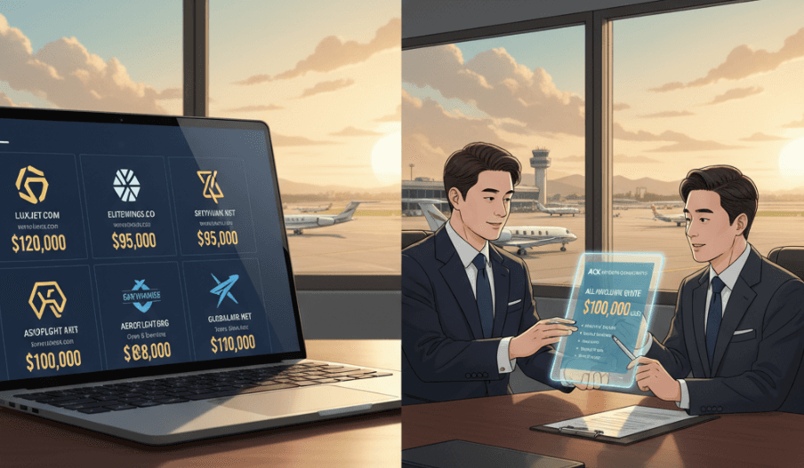 Private jet charter price comparison across Korean market providers